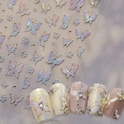4pk 3D Butterfly Nail Stickers Art DIY Decor Decal+Fake Nail SetManicure-winter.