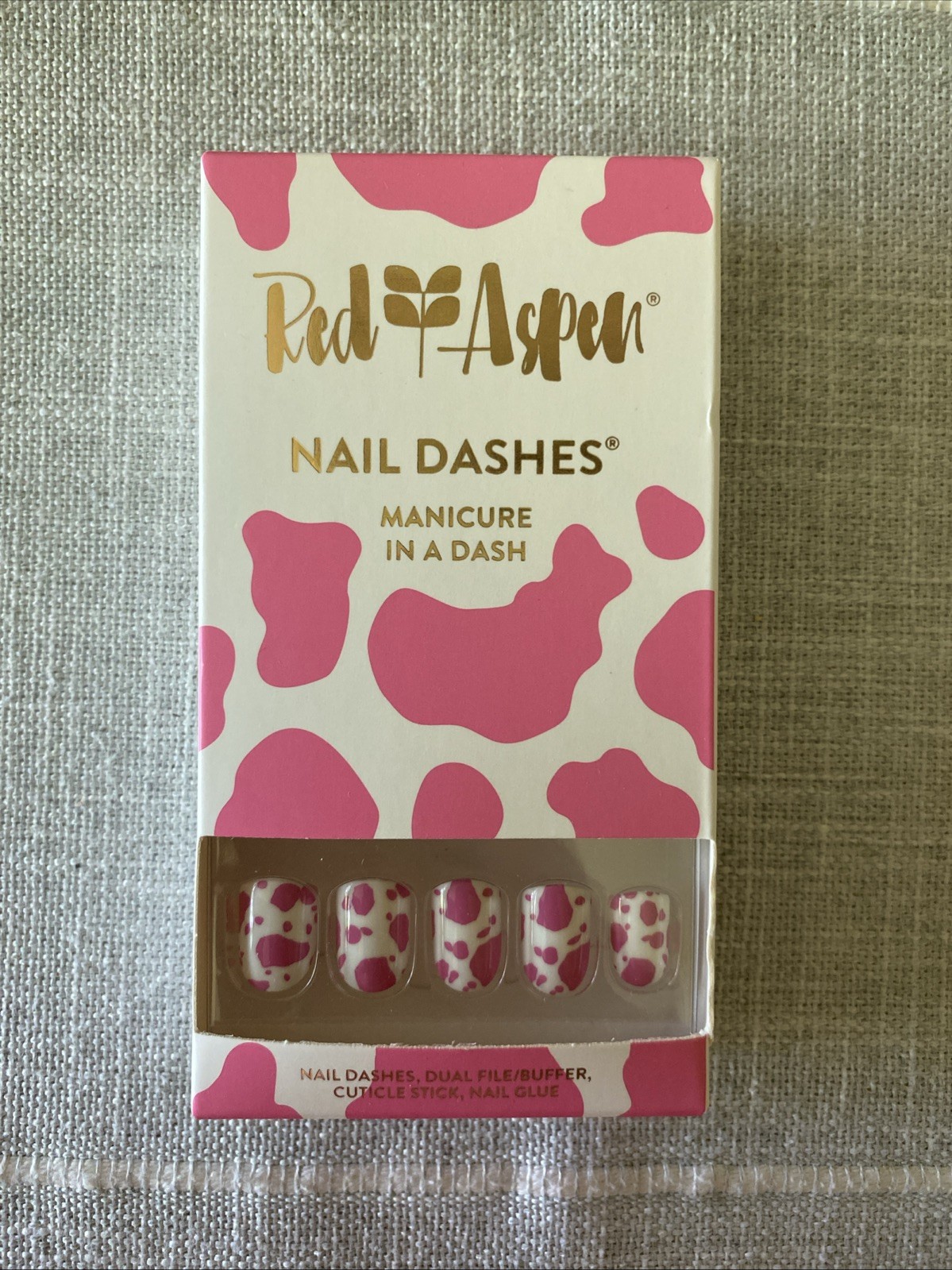 Red Aspen SADDLE UP, JOLENE ON Manicure Nail PRESS ON COW PRINT