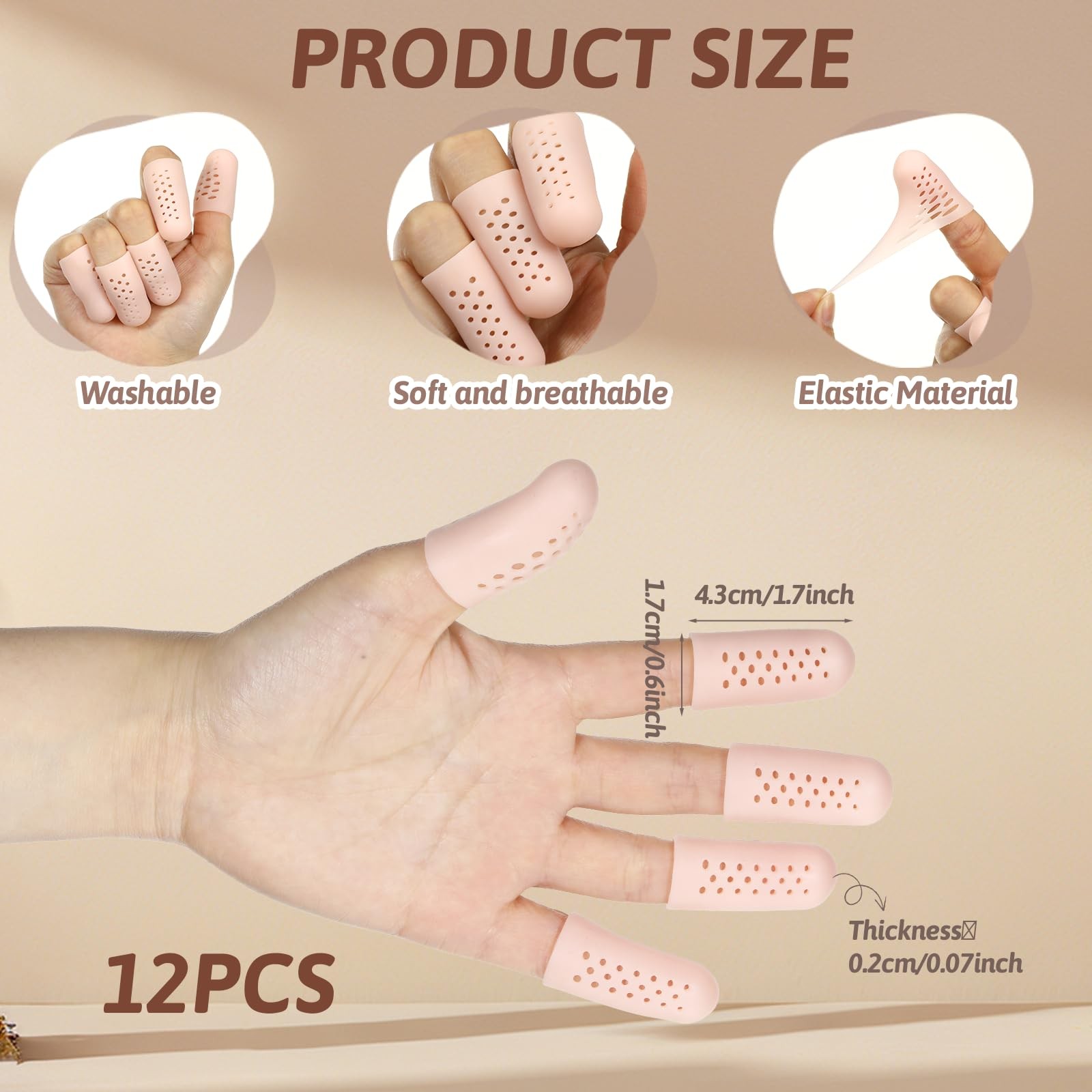 12 Pcs Gel Finger Cots with Air Holes, Breathable Silicone Finger Protectors …