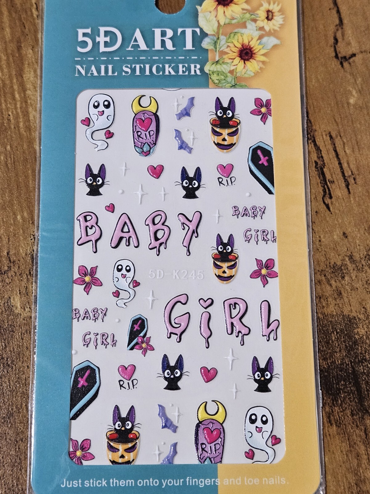Halloween 5D Art Nail Finger & Toe Stickers Cute Ghosts Cats Anime Gothic NIB
