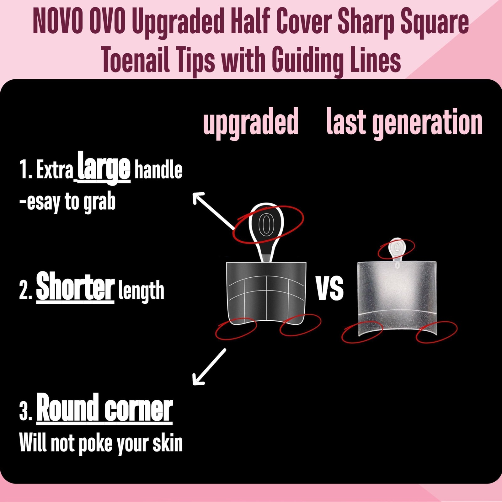 Upgraded Flexible Half Cover Soft Gel Fake Toe Nail Tips with Auxiliary Line …