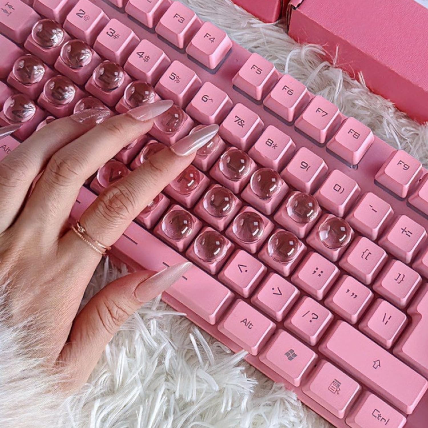 Keyboard Bubbles for Long Nails, 120pcs Raised Keyboard Stickers for Women, C…