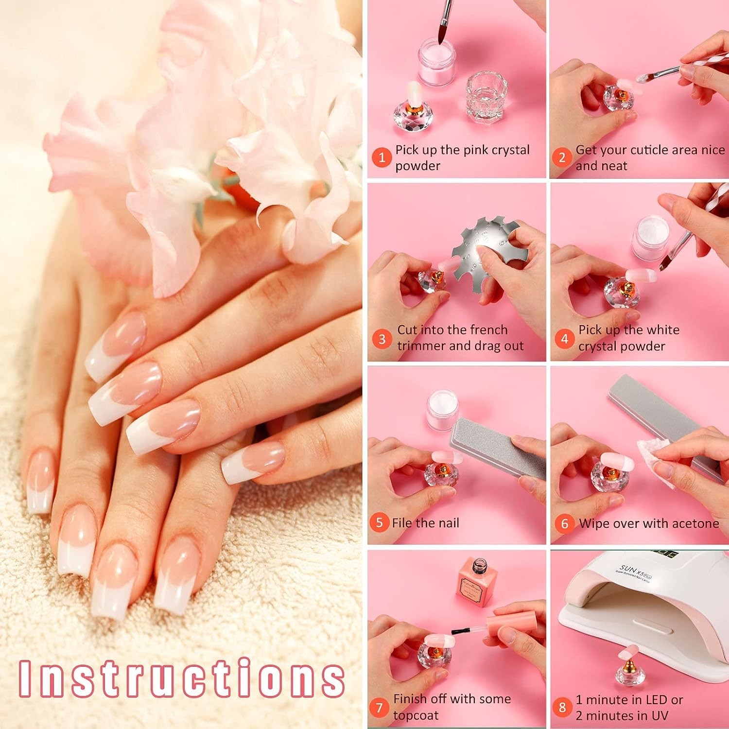 3 Pieces Acrylic Nails Tool Kit Includes French Tip Cutter, Manicure Edge Trimme