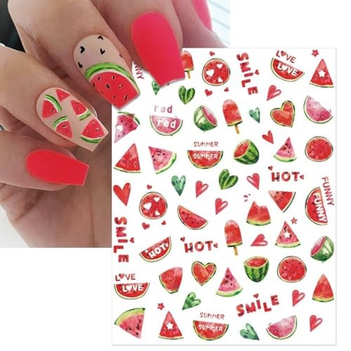 9 Sheets Fruit Nail Art Stickers – Colorful Red Yellow Orange Fruit Collection