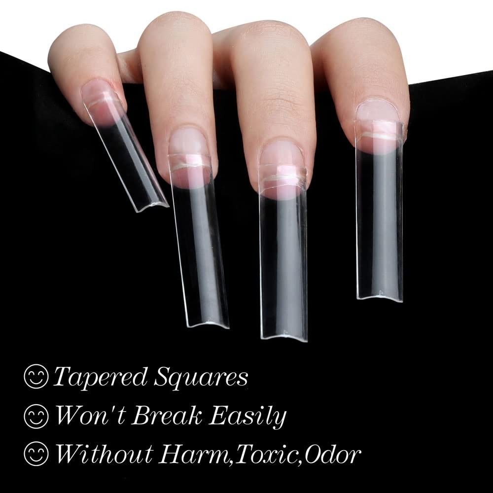 No C curve XXL Square Nail tips size 4,5,6,7, 600pcs per bag Clear Acrylic Na…