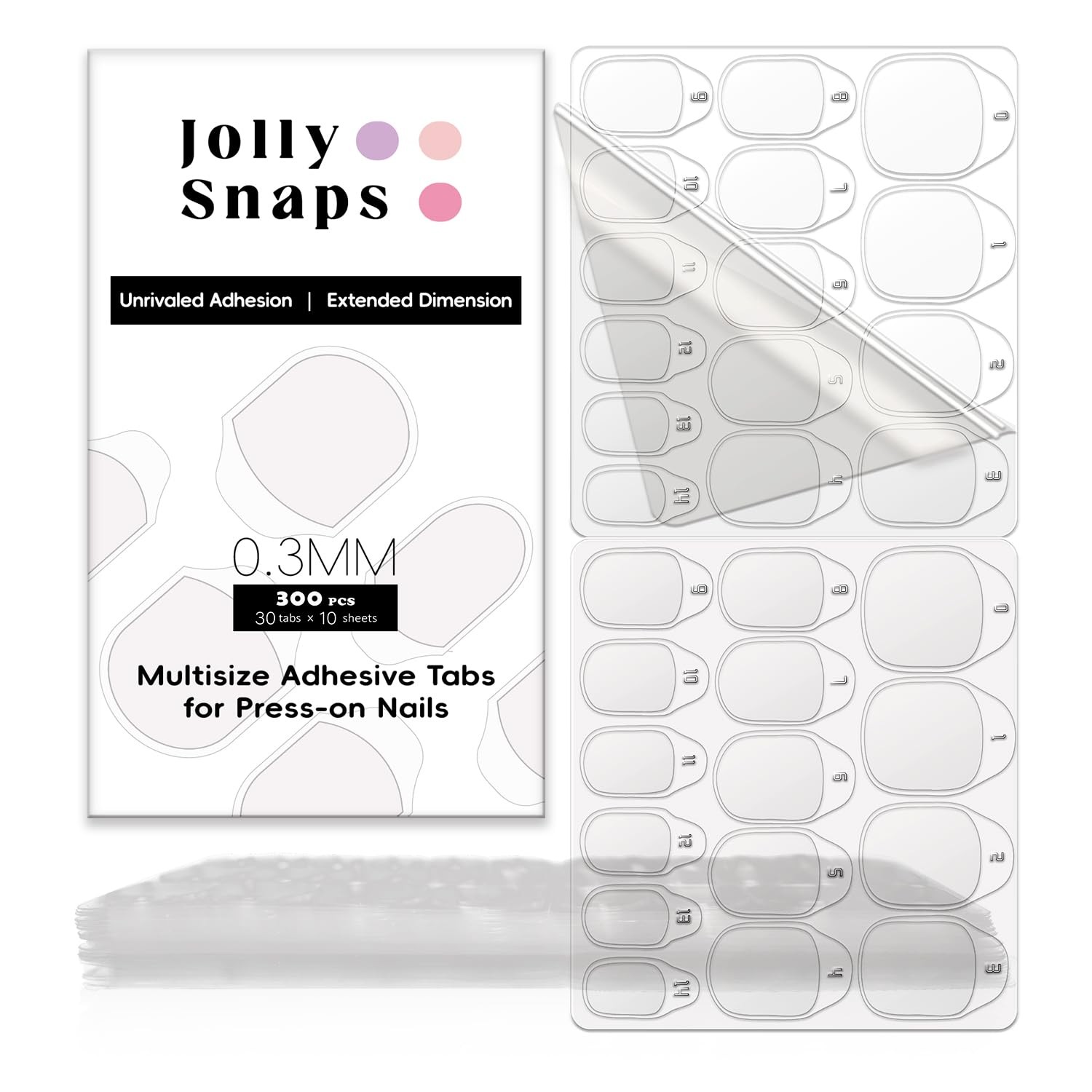 300pcs Adhesive Tabs for Press On Nails, Quick AtHome Manicure, Strong Hold & No