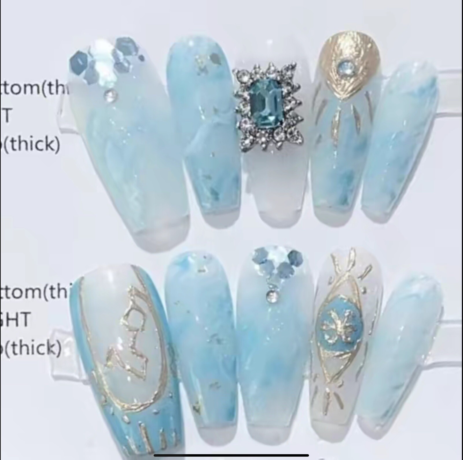Atlantis’s Jewel Blue French Press On Nails Long Length (M/L）
