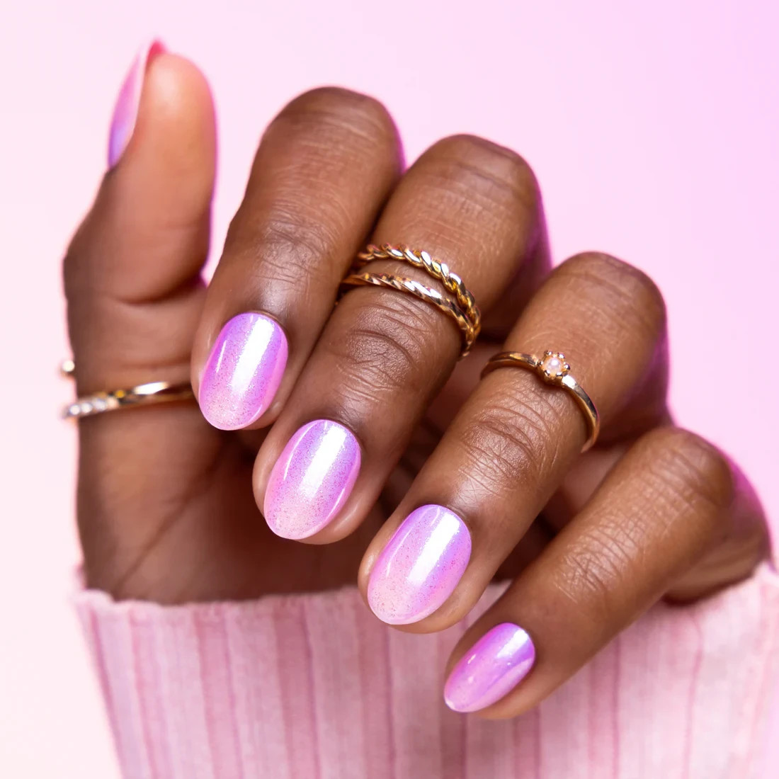Red Aspen Press On Nails- O’Malley’s Opal Obsession-Pink- Short -Almond