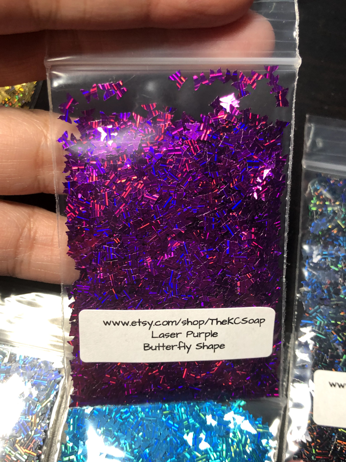 50G Solvent Resistant LASER PURPLE Butterfly Shape Glitter Nail Epoxy US Seller