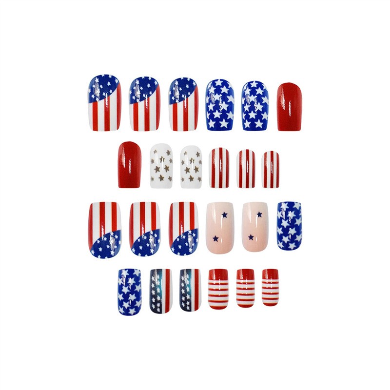 Independence Day Star Flag Press On Nails Square Removable Wholesale
