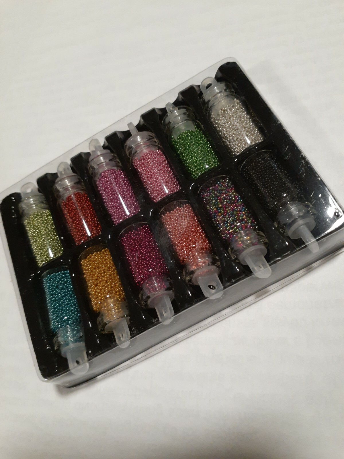 Micro beads caviar nail art Decoration set 12 small bottles mixed colors