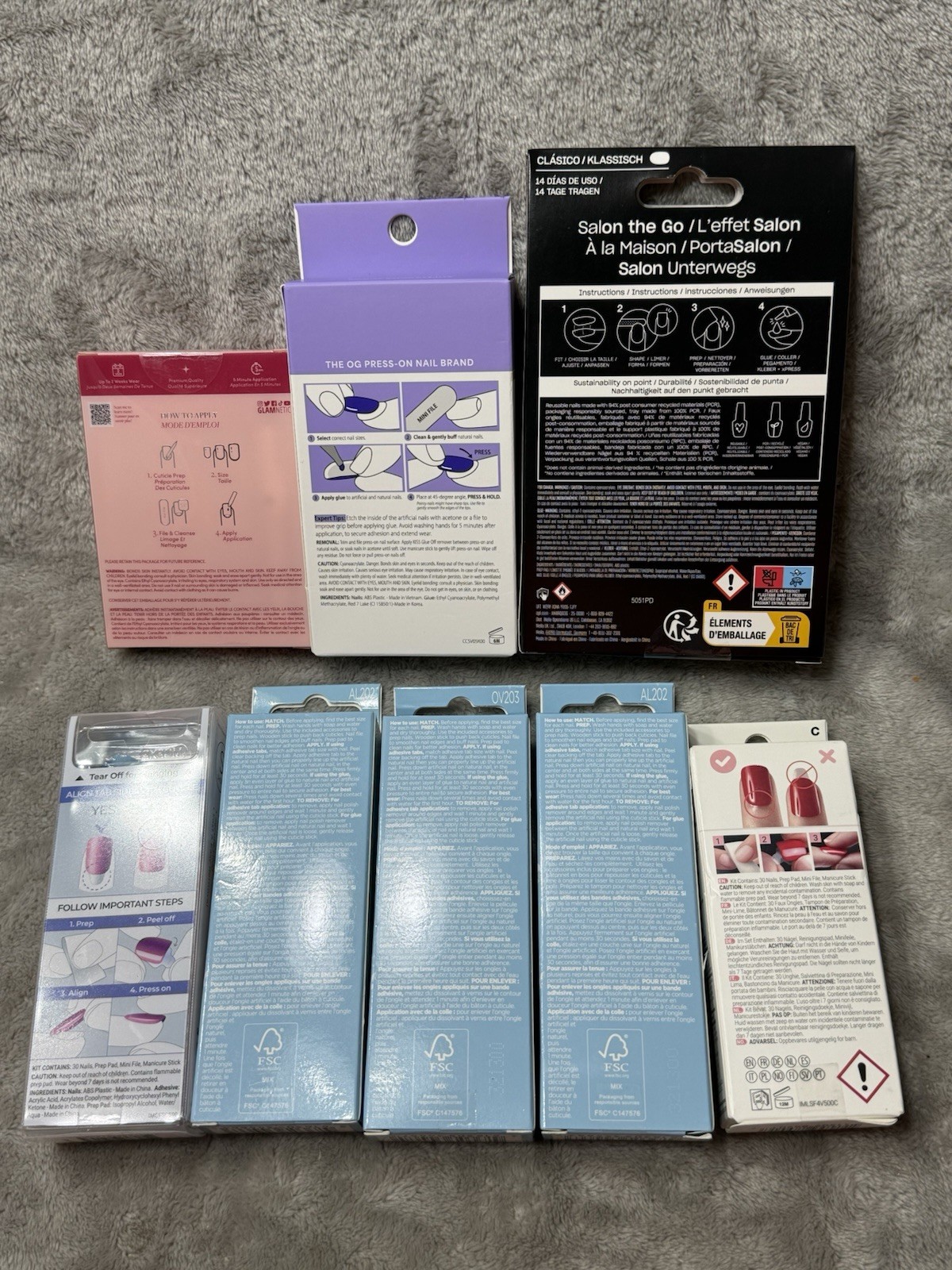 Set 8 Press On Nails Glamnetic imPRESS Color Core FX OPI Sally Henson Lot