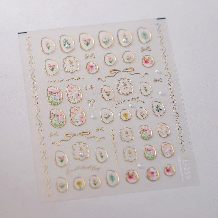 Spring Nail Stickers 5D Embossed Flower Nail Dedals for Designs-stickers11