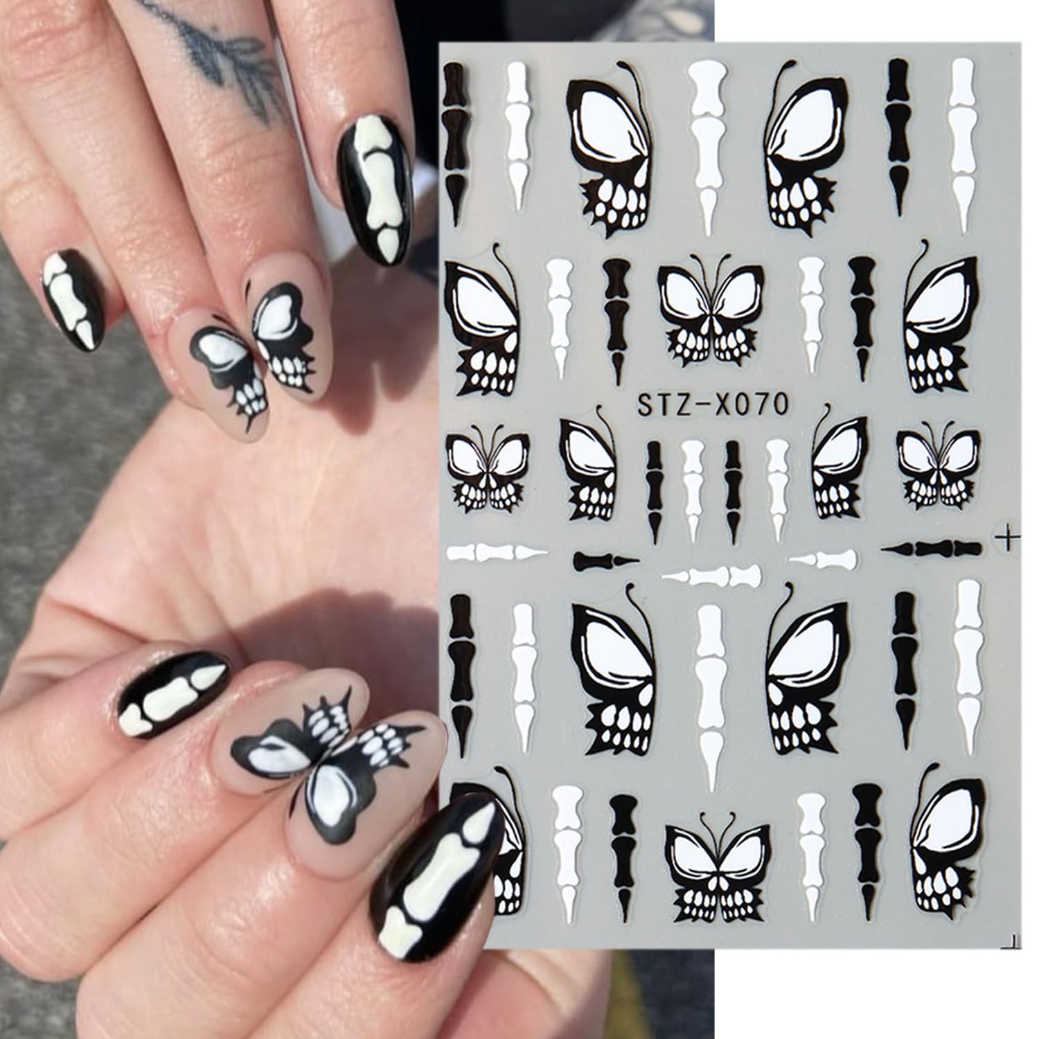 4 Sheets Halloween Nail Stickers for Nail Art Glitter Droplet Spider Nail Dec…