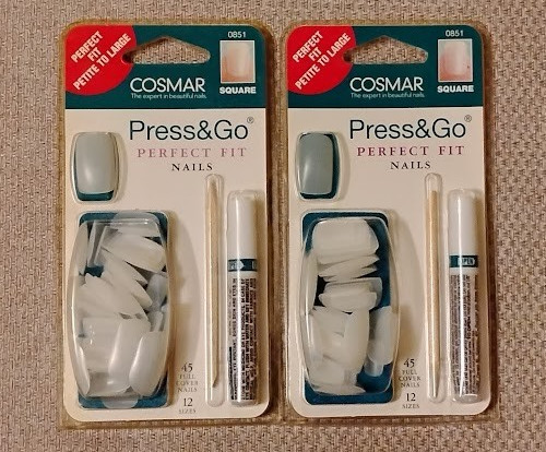 Lot of 2 COSMAR Perfict Fit White 90 Nail Tips Total 12 Sizes Square