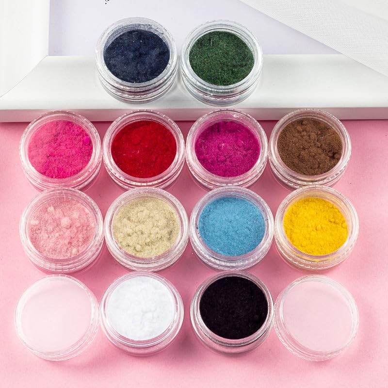 12 Color/Set Fuzzy Flocking Velvet Nail Glitter Pigment Velvet for Nail DIY U…