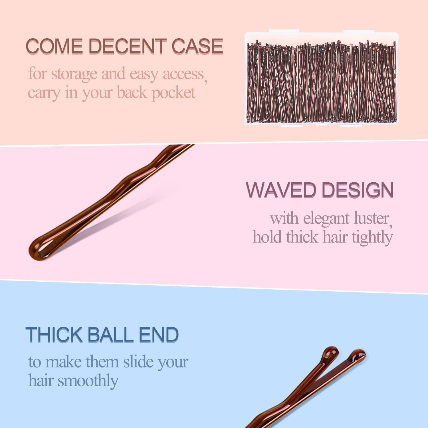MORGLES Bobby Pins Brown, 240 Pcs Hair 1 Count (Pack of 240), Brown (2.2inch)