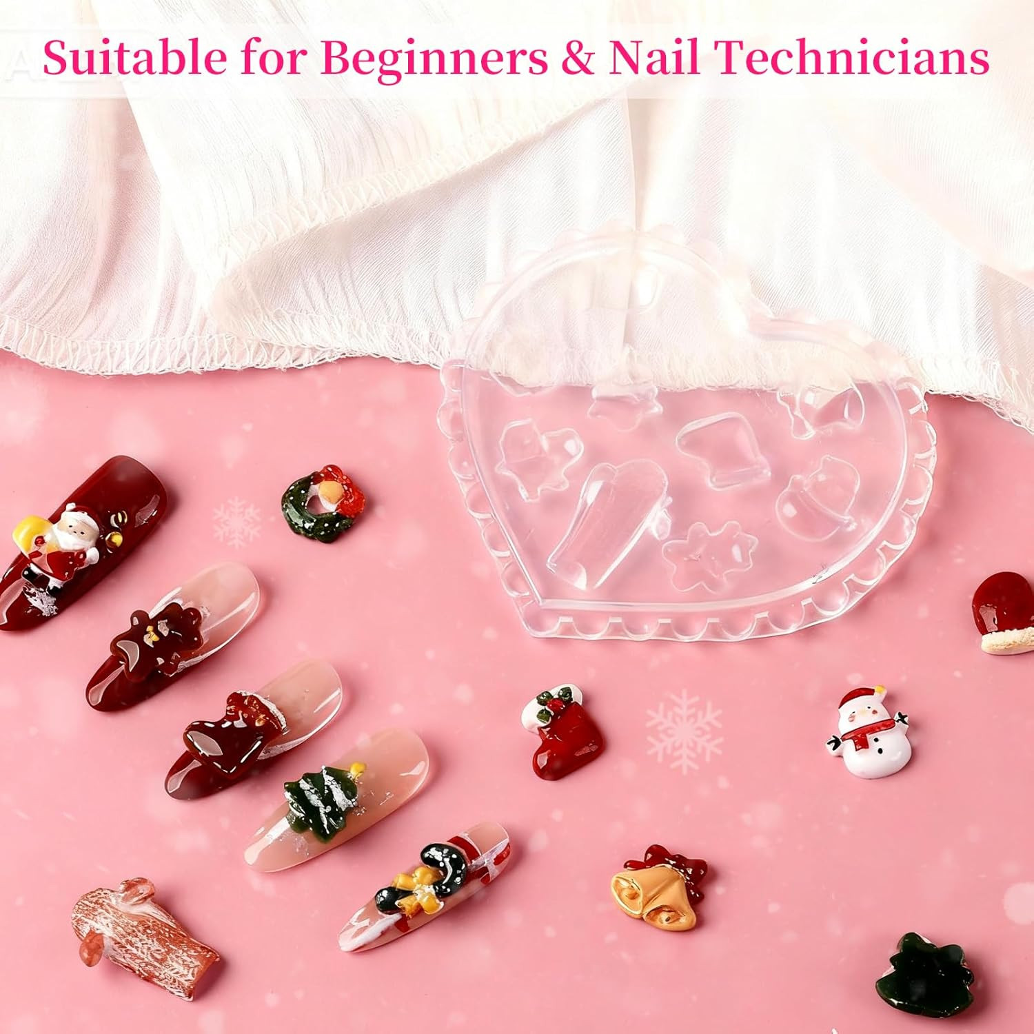 6PCS Silicone Nail Molds, 3D Nail Art Molds with Carving Pen-Multiple Shapes Flo