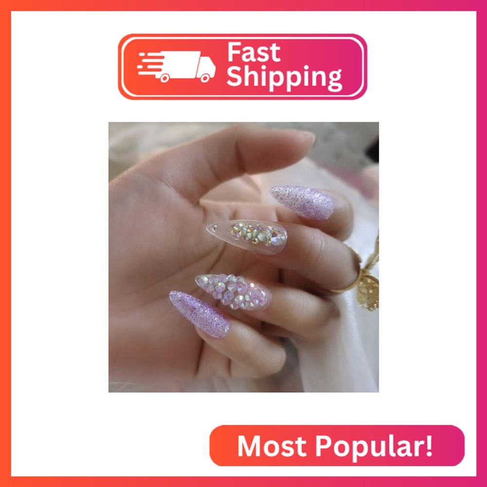 ZYBUXY clear manual purple press on nails Jelly Drill gel false Nails medium Sti