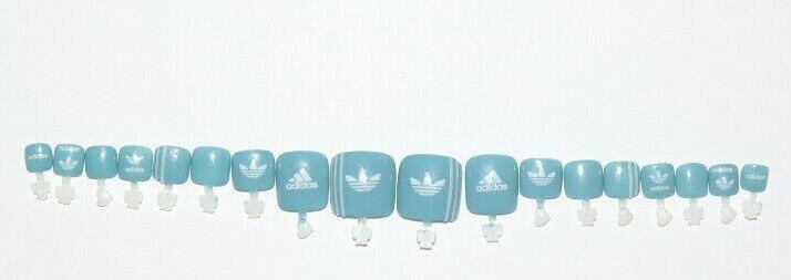 ADIDAS old school track suit inspired- press on Toe nail set-Set of 18