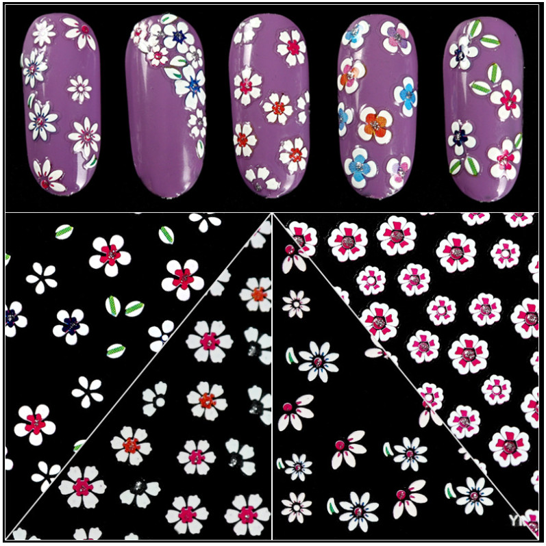10Pcs Colorful Daisy Love Heart Flower Nail Art Sticker Decoration Manicure #11