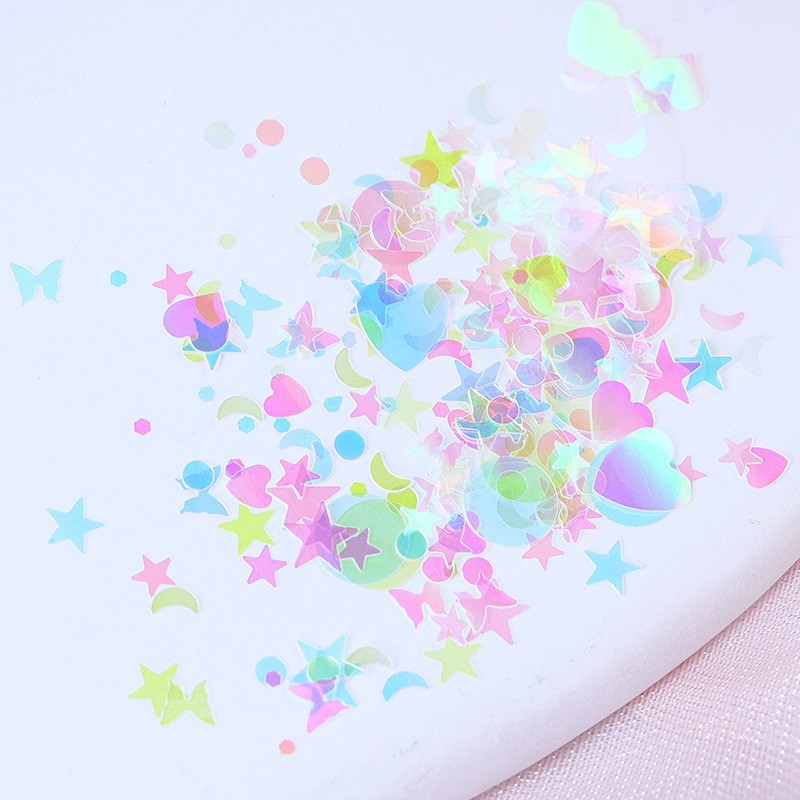 Glitter Nail Art Sequins 12 Grids Butterfly Star Heart Circle Shapes DIY Decor