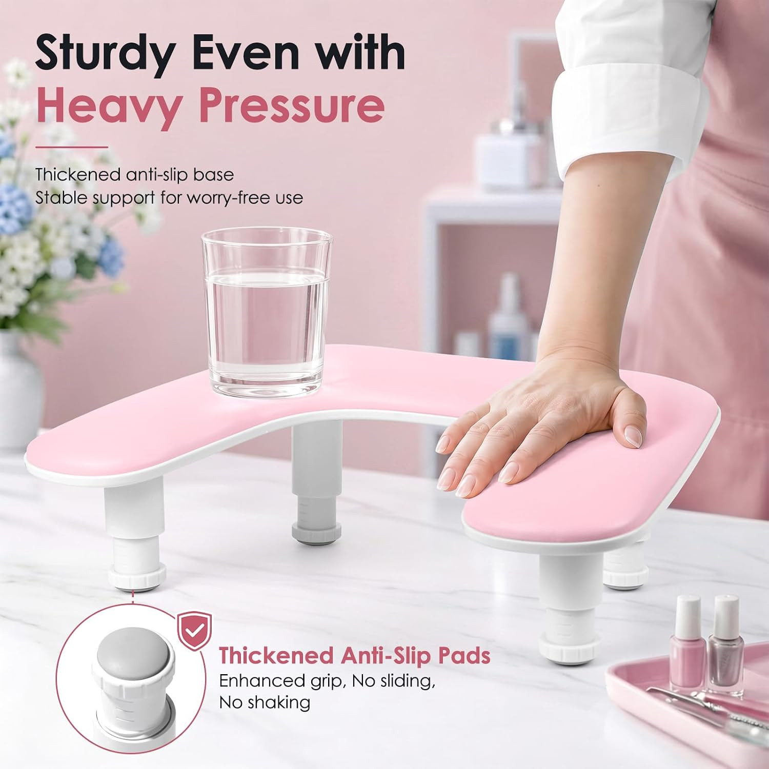 Arm Rest for Nails Tech: Adjustable Height U Shaped Nail Hand Rest Stand PU Leat