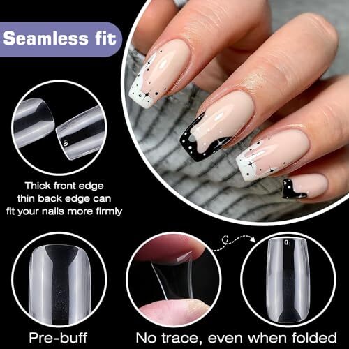 600pc Nail Tips Fake Nails Press on Nails Clear Nail Tips Full Medium Square