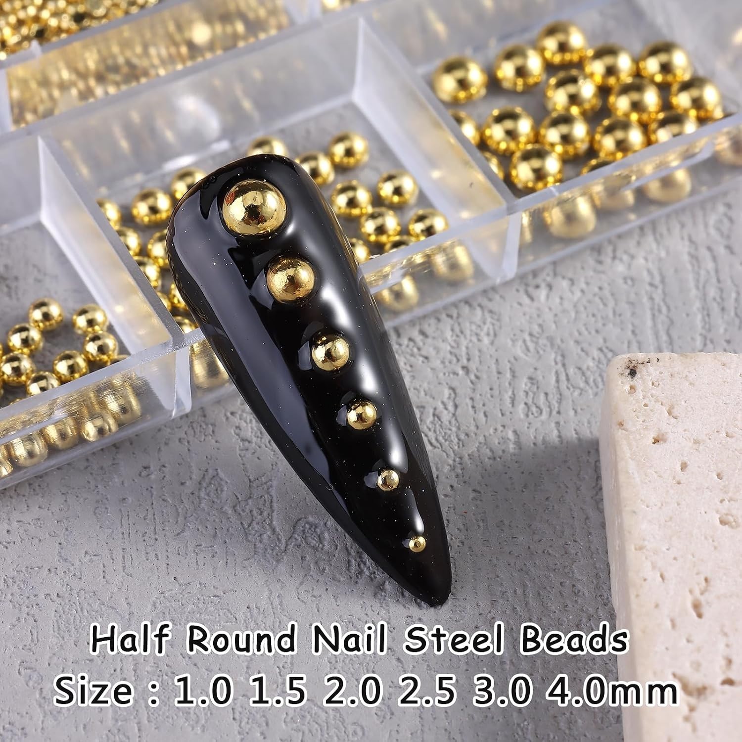 Star Nail Charms for Nails Art, 3D Gold Mixed Styles Stars Metallic Studs Riv…