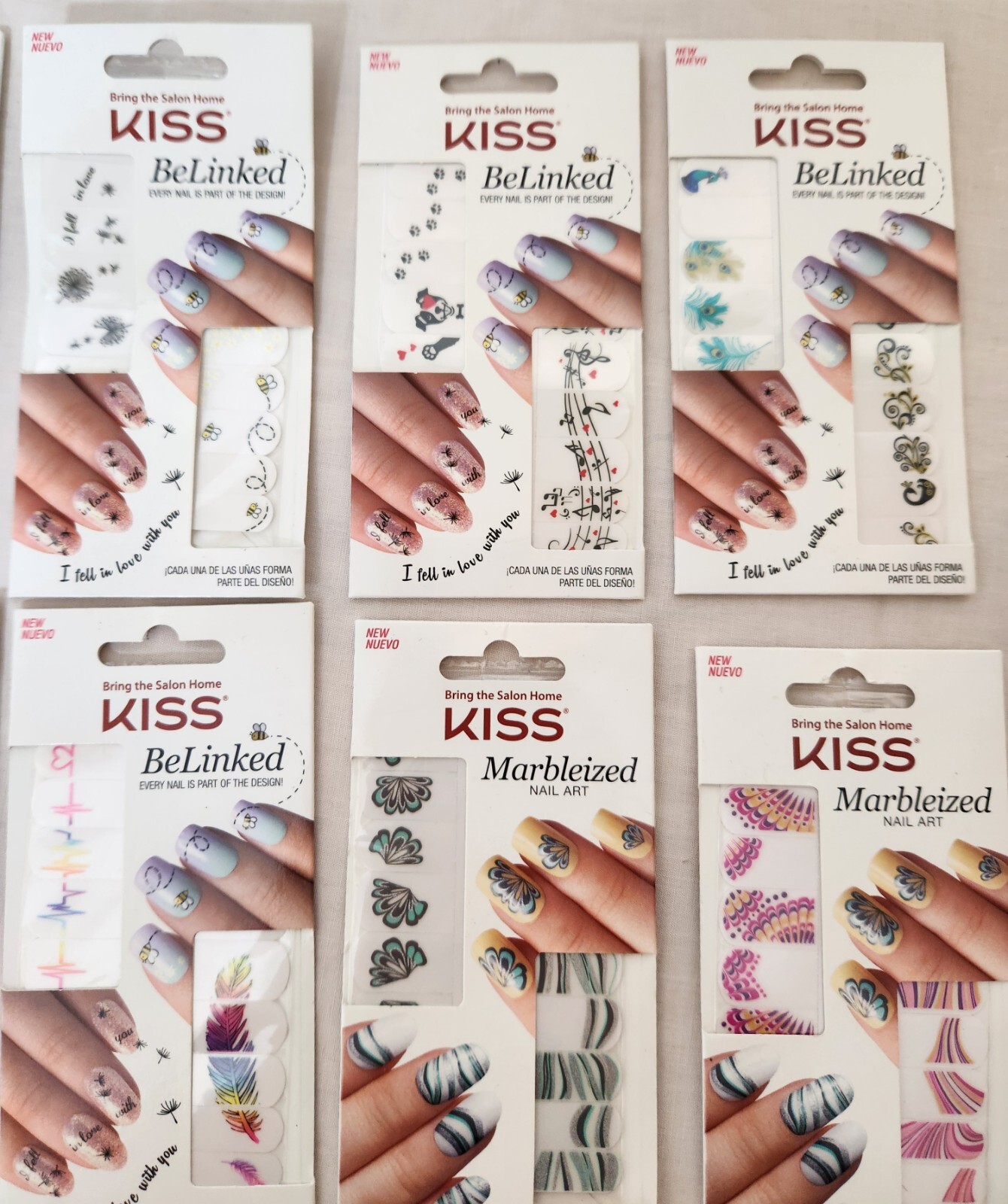 KISS BeLinked Marbleized Nail Accent Strips Fashion Design Lot of 17