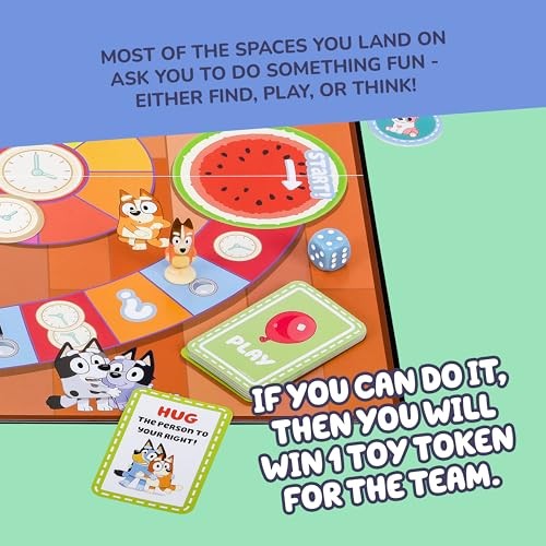 Bluey Scavenger Hunt Board Game, Cooperative Play with 4 Klein, Multicolor