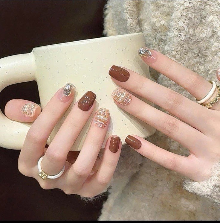 10pc Handmade Press-on Nail Middle Coffin Set