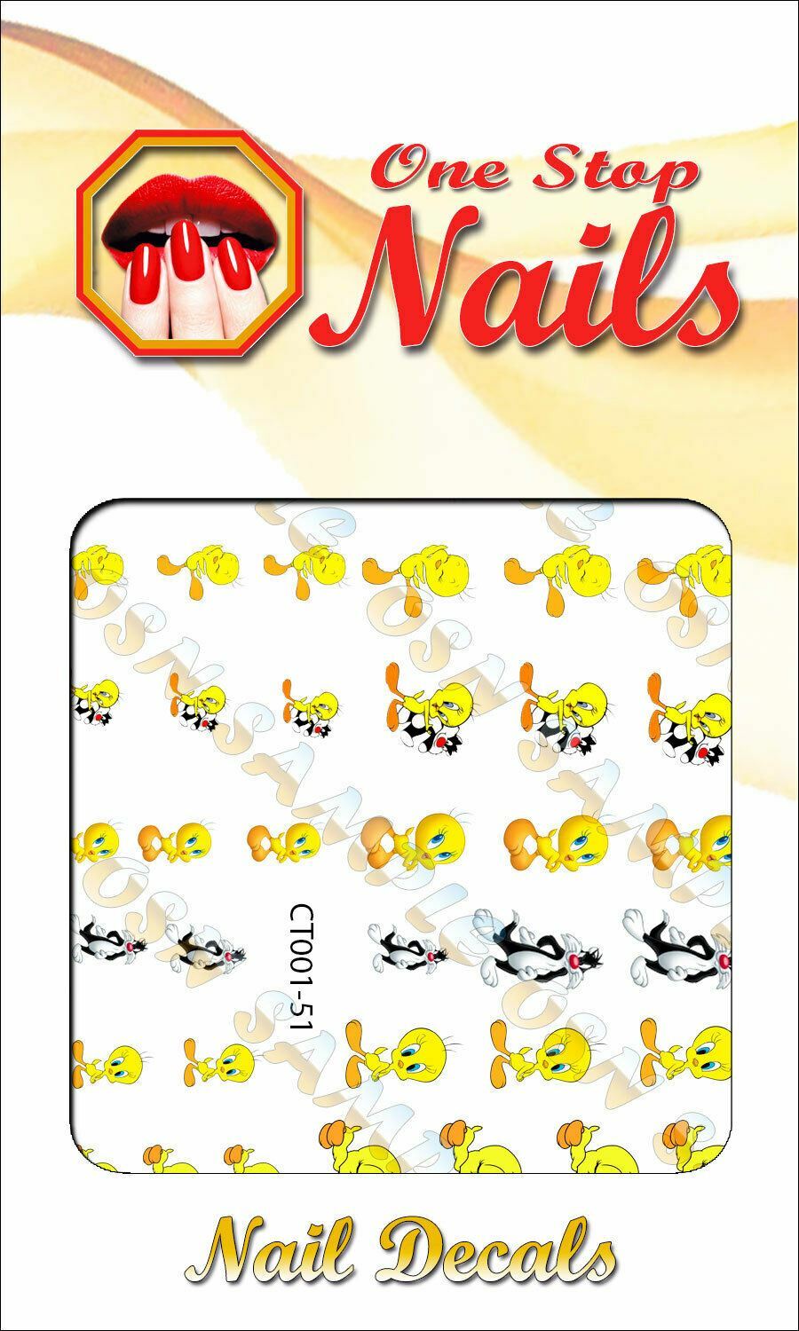 Tweety Cartoons Nail Art Stickers with Tweety Transfers Decals CT001-51