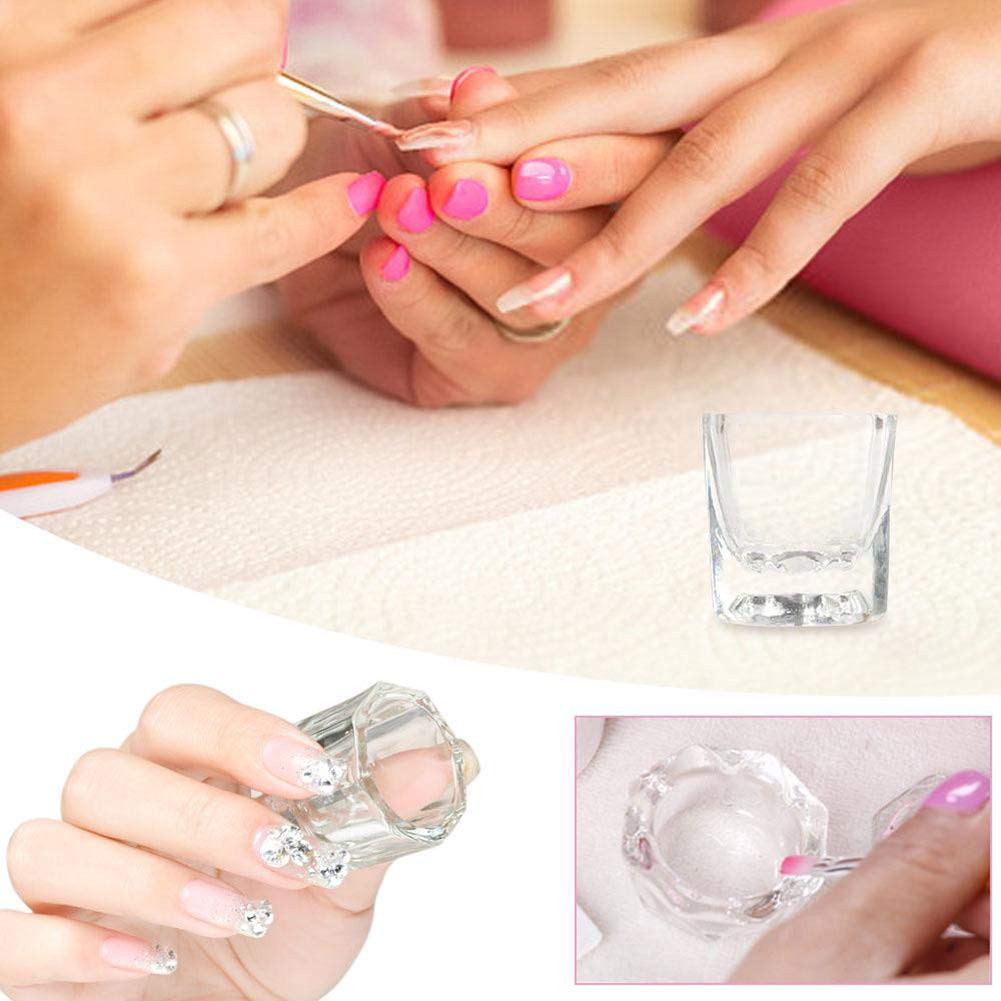 2 Pack Dappen Dish Cups for Nail Art Acrylic Liquid – Clear Glass Nail Monomer L