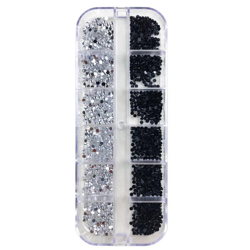 3000Pcs Nail Art Flat Back Crystal Rhinestone 1.5mm 2.0mm Dazzling Diamonds 3D D
