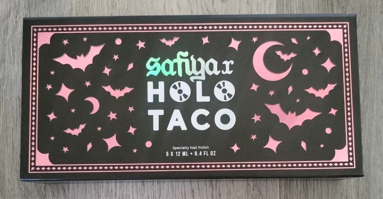 SAFIYA x HOLO TACO *EMPTY* Collection Box + Bat Glitters Pack + HT Logo Sticker