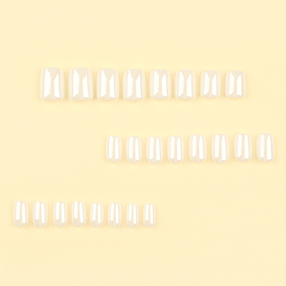 White Short Square Press On Nails Removable Fake Nails for Natural Look 24pcs