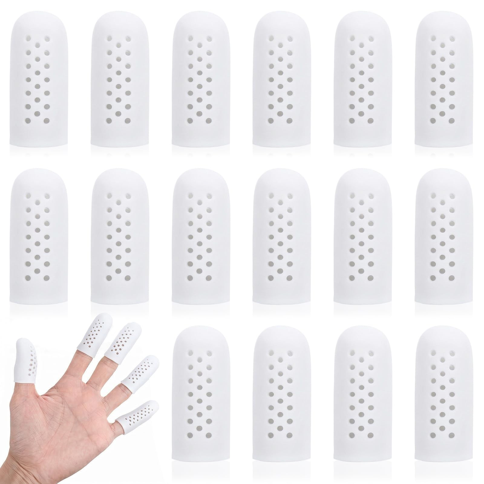 16 Pcs Silicone Finger Sleeve Gel Finger Cot with Air Holes Breathable Finger…