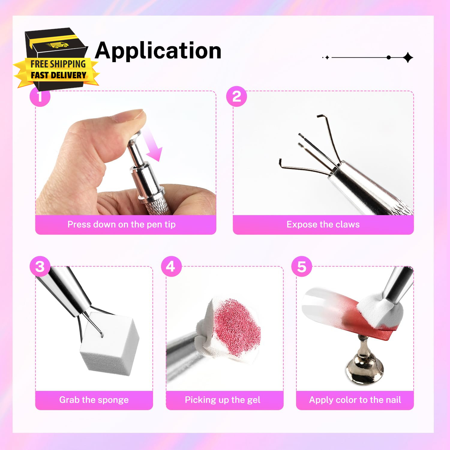 100PCS Soft Nail Sponges Tool with 1PCS Grabbing Pen Professional Accessories Ma