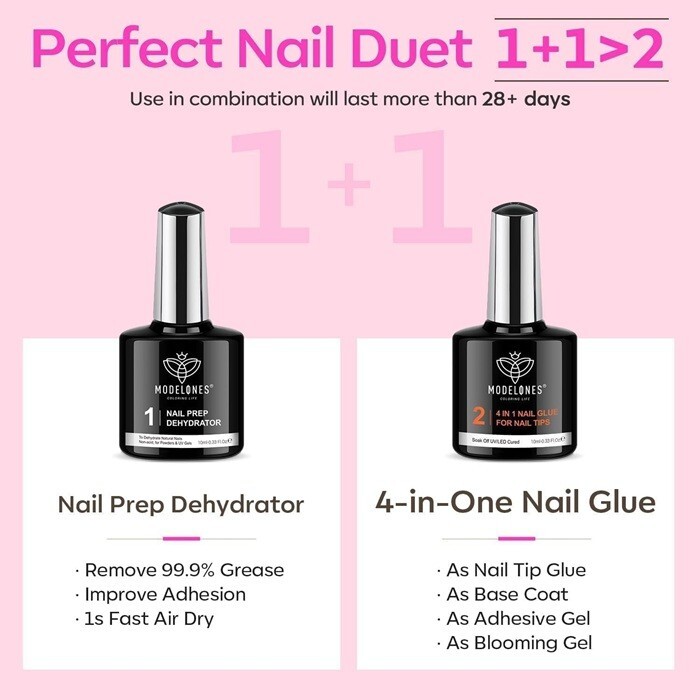 modelones Gel x Nail Kit, Nail Tips and Glue Gel Kit with 4-in-One Nail Glue Gel