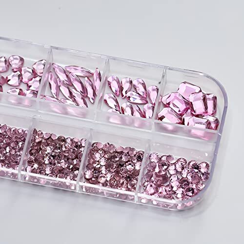 Nail Art Rhinestone, 3D Crystal Nail Diamond Gem, Flatback Rhinestones Pink