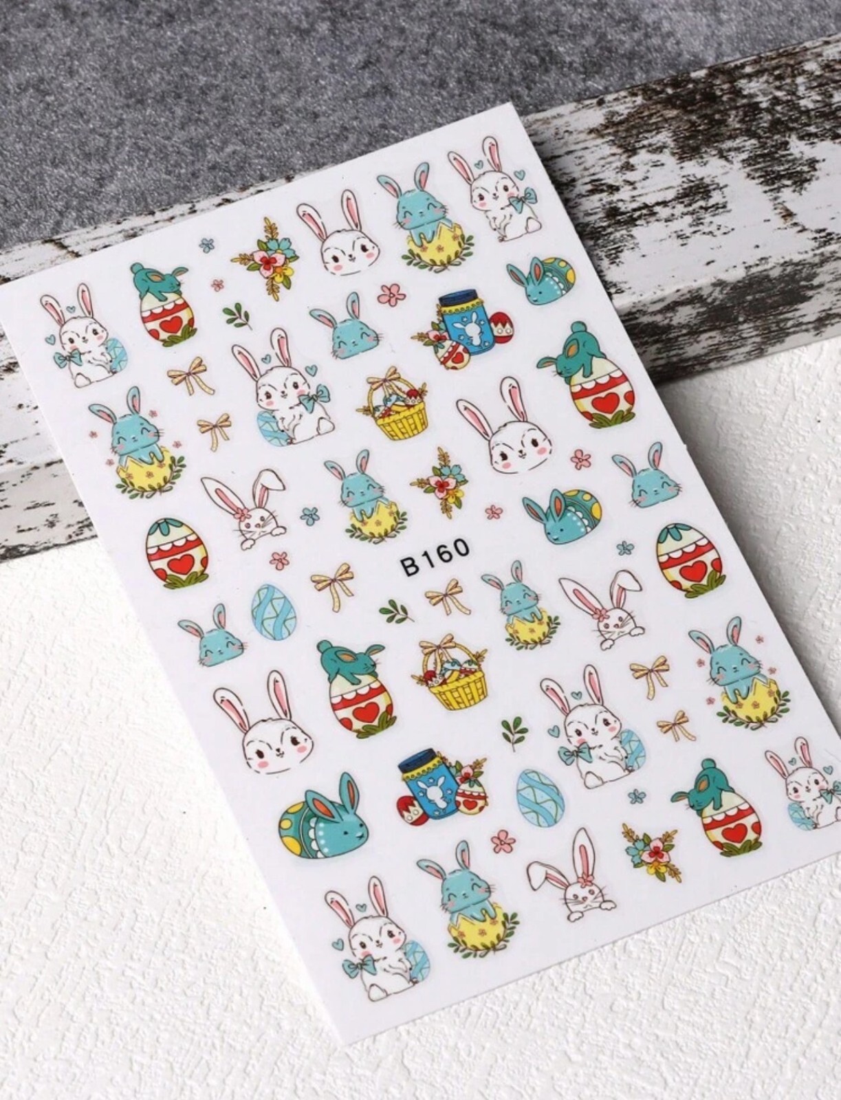 Easter Bunny Nail Art Stickers Transfers Cute Rabbit Eggs Spring Flowers Cartoon