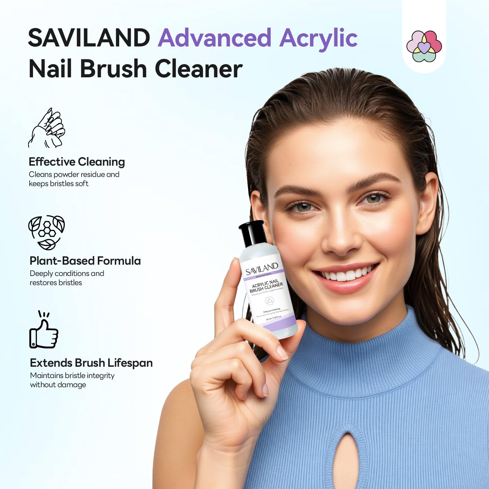 SAVILAND Acrylic Nail Brush Cleaner and Conditioner Restorer, 2 oz / 60 ml | …