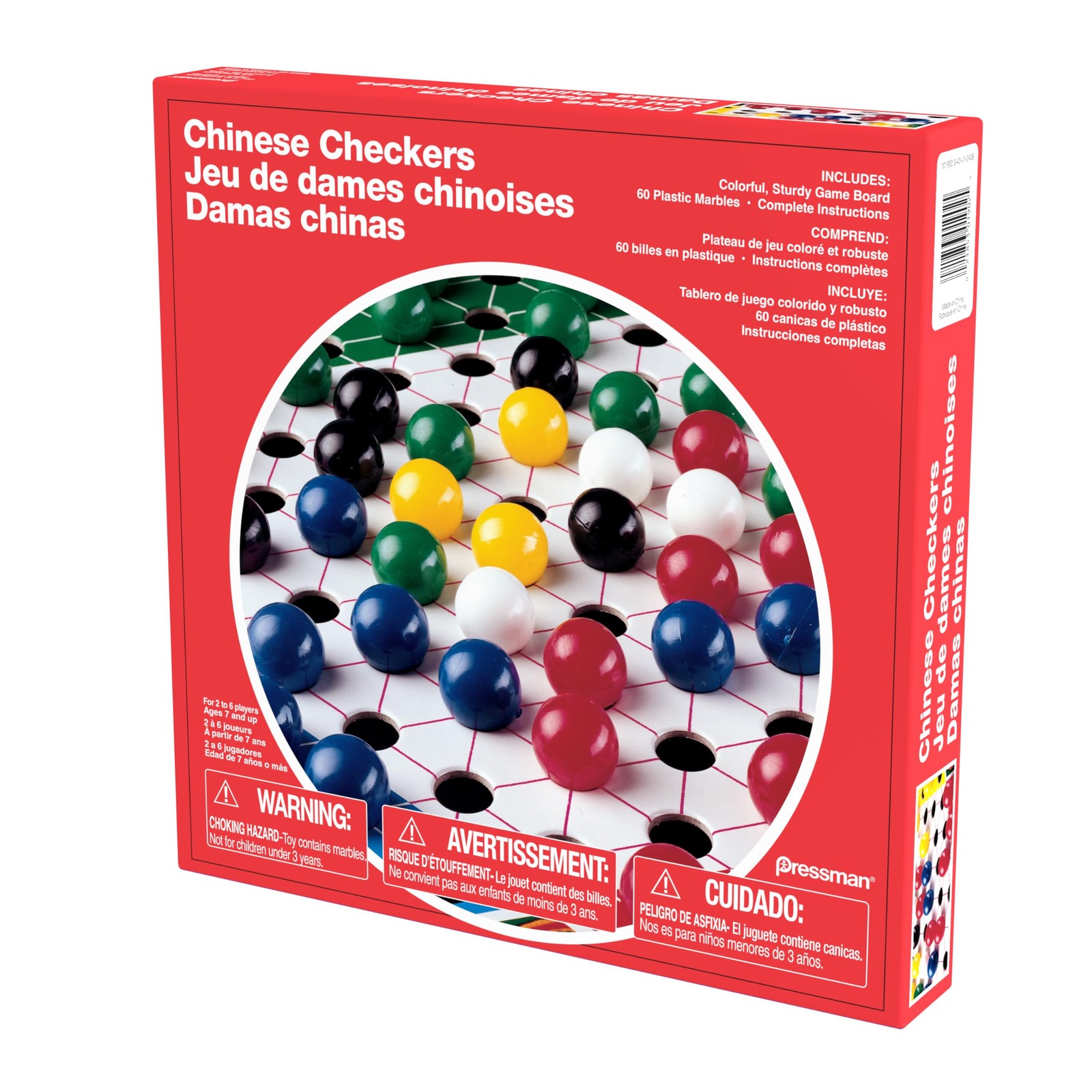 Pressman Chinese Checkers – Classic Strategy Board Game – 5″, Green/Blue/Red