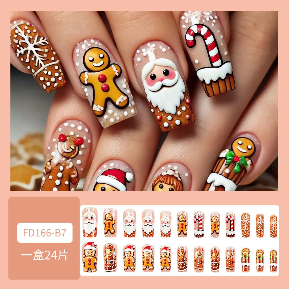 2026 Christmas Red Snow Deer Long Press On Nails