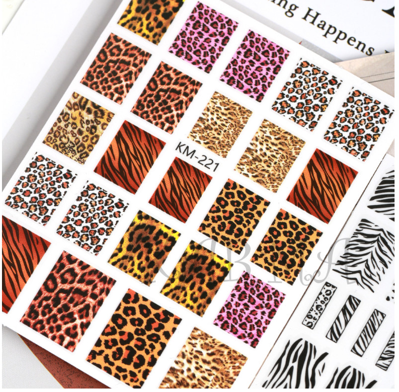Leopard Lip Heart Wild Animal Nail Stickers 3D Sexy Self Adhesive Decors NH22