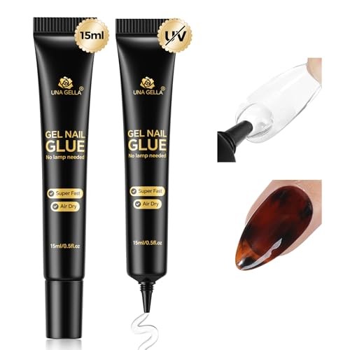Gel Nail Glue, 15ml*2pcs No U V/Lamp Needed Nail Gel Glue, Quick ANail Glue