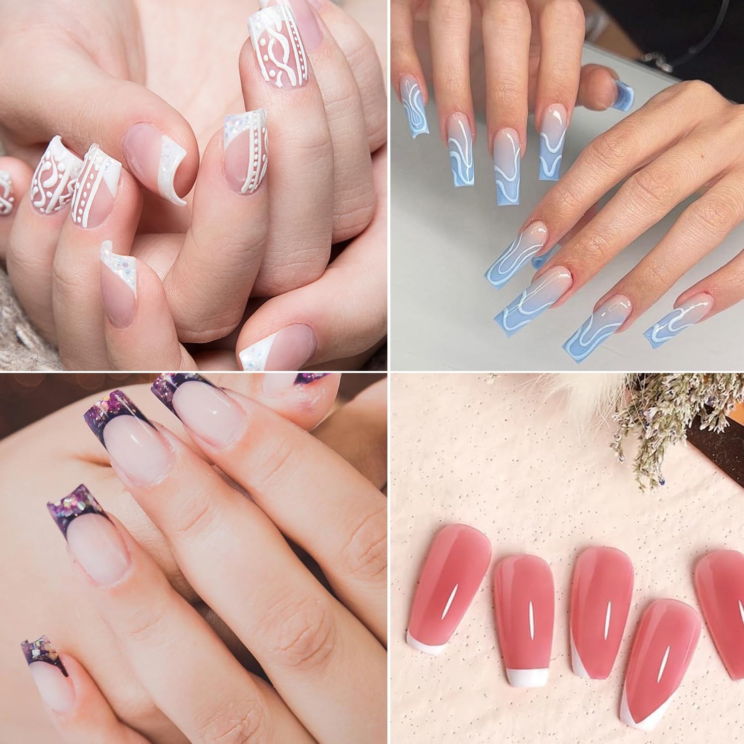 French Tip Nail Stamp Clear Silicone Nail Stamper with Scraper French Nail Ar…
