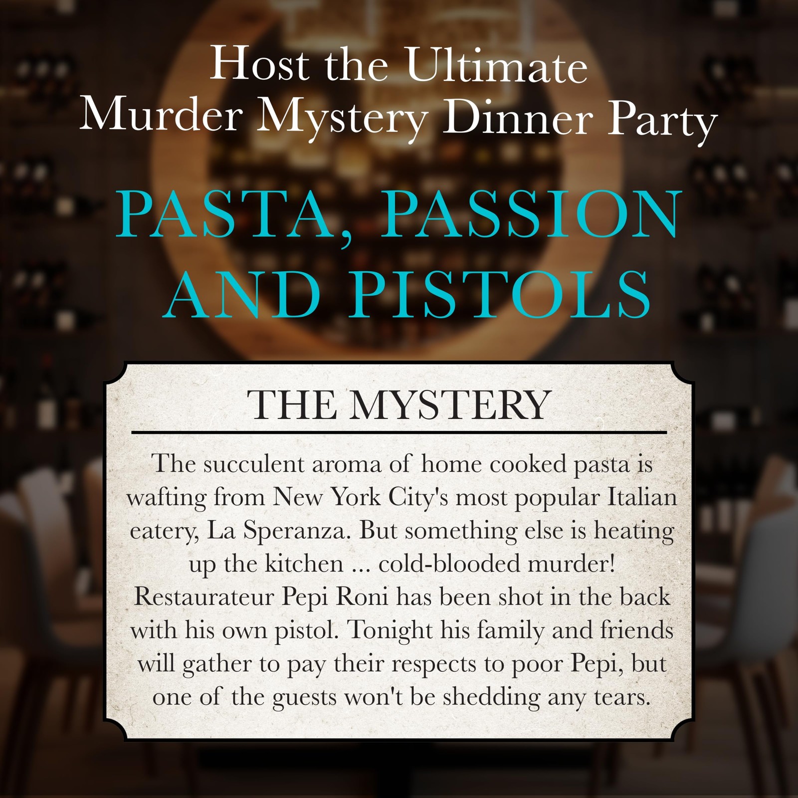 Murder Mystery Party, Pasta, Passion & Pistols – Host Your Own 1 Pack, Multi