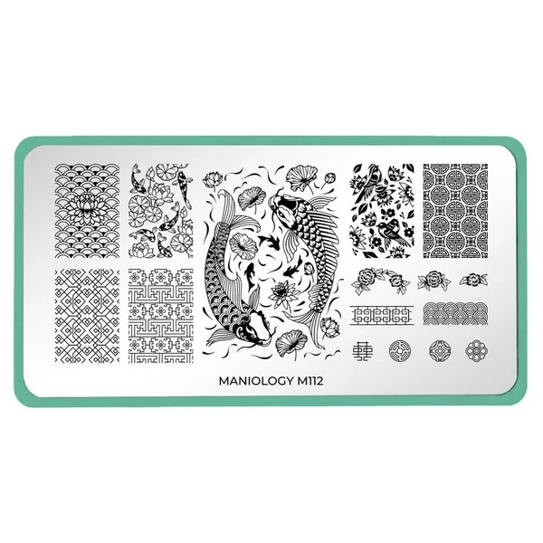 Maniology Nail Stamping Plate – M112 – Koi Pond